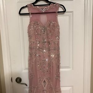 Pink flared ending long dress